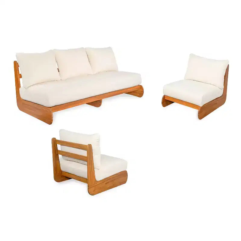 Christopher Knight Home Tavriel Ensemble de 5 places assises de terrasse en bois d'acacia style moderne du milieu du siècle avec coussins épais, table non incluse