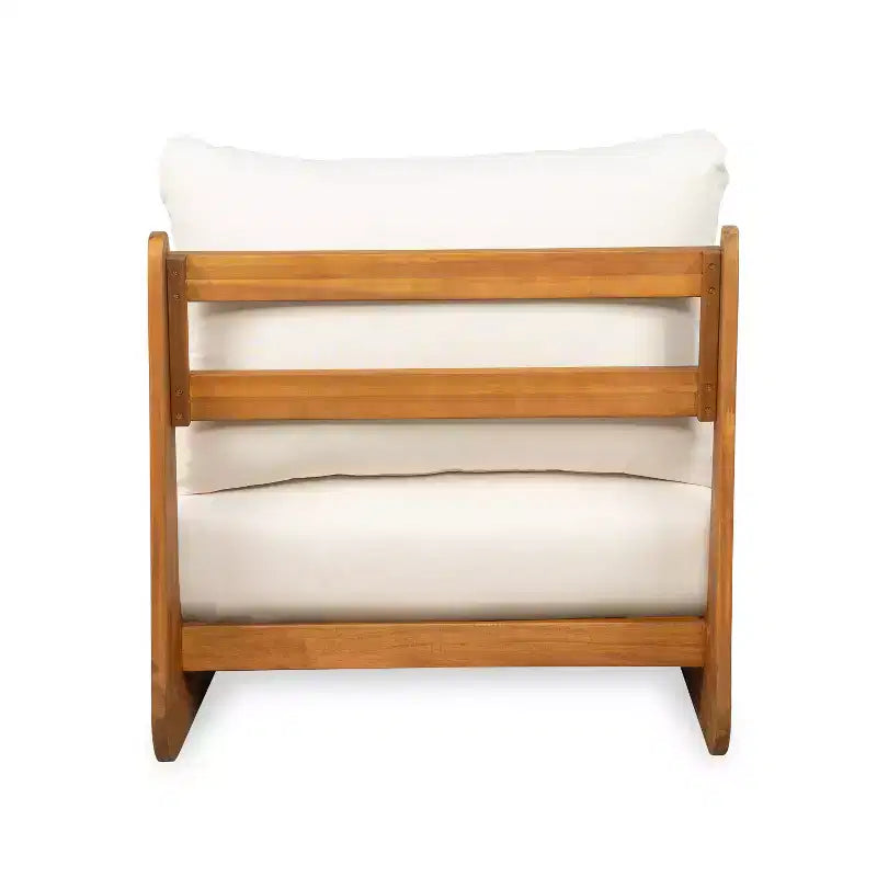 Christopher Knight Home Tavriel Ensemble de 5 places assises de terrasse en bois d'acacia style moderne du milieu du siècle avec coussins épais, table non incluse