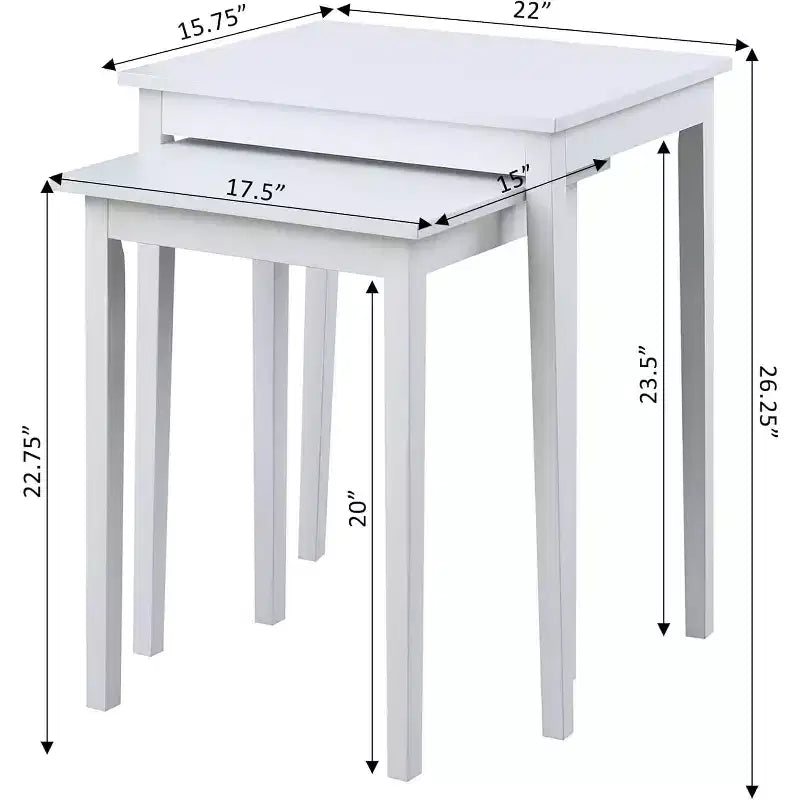 Table d'appoint gigogne en bois blanche 26,25 po