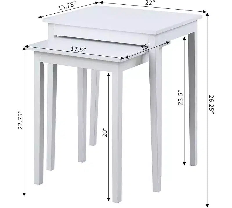 Table d'appoint gigogne en bois blanche 26,25 po