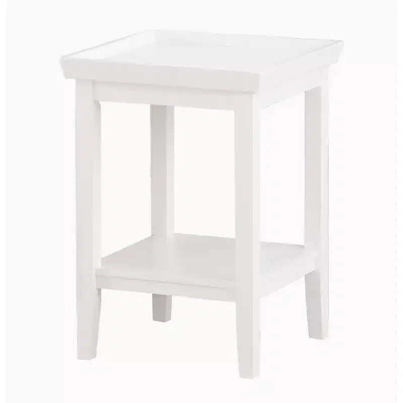 Rubberwood End Table with Bottom Shelf White 26''