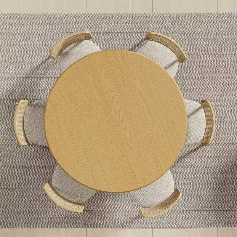 Wood Round Dining Table with Fluted Tapered Base 52''