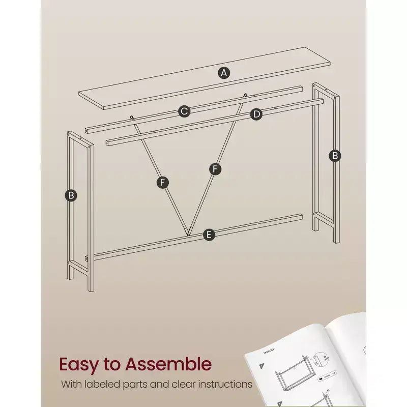 Particleboard Steel Frame Narrow Console Table 47.2''