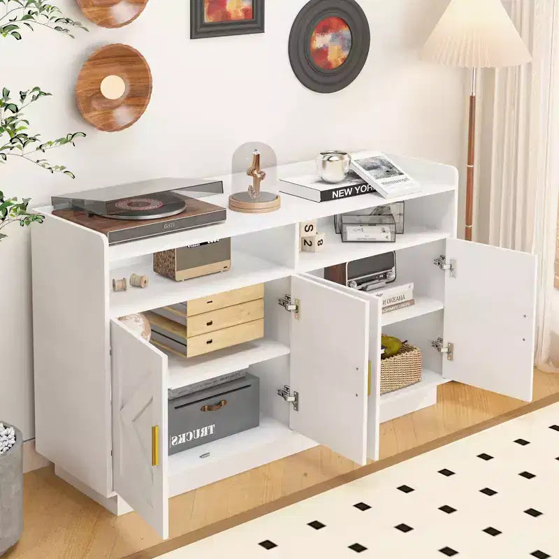 Wood Sideboard Cabinet with 4 Doors and 2 Drawers