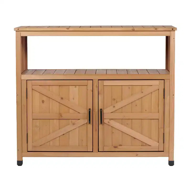 Wood Storage Cabinet with 2 Doors and 2 Shelves