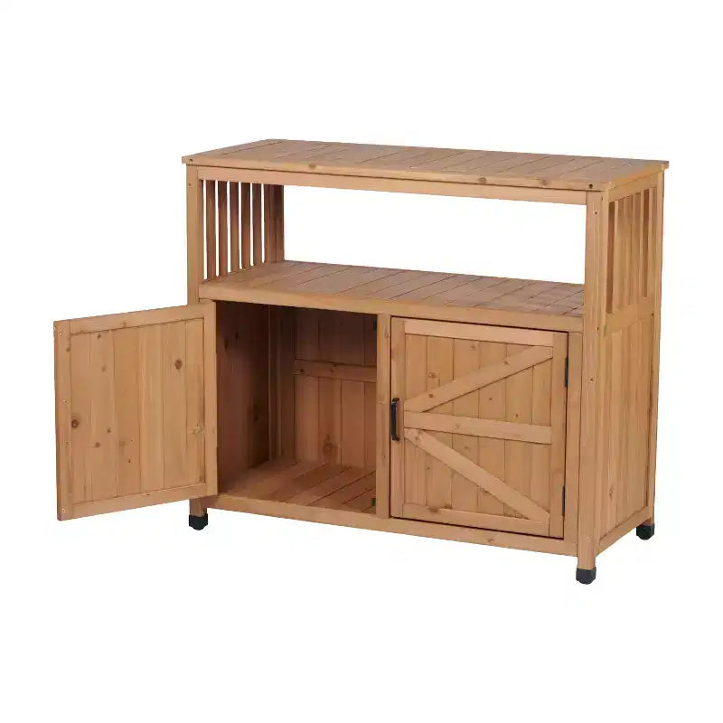 Wood Storage Cabinet with 2 Doors and 2 Shelves
