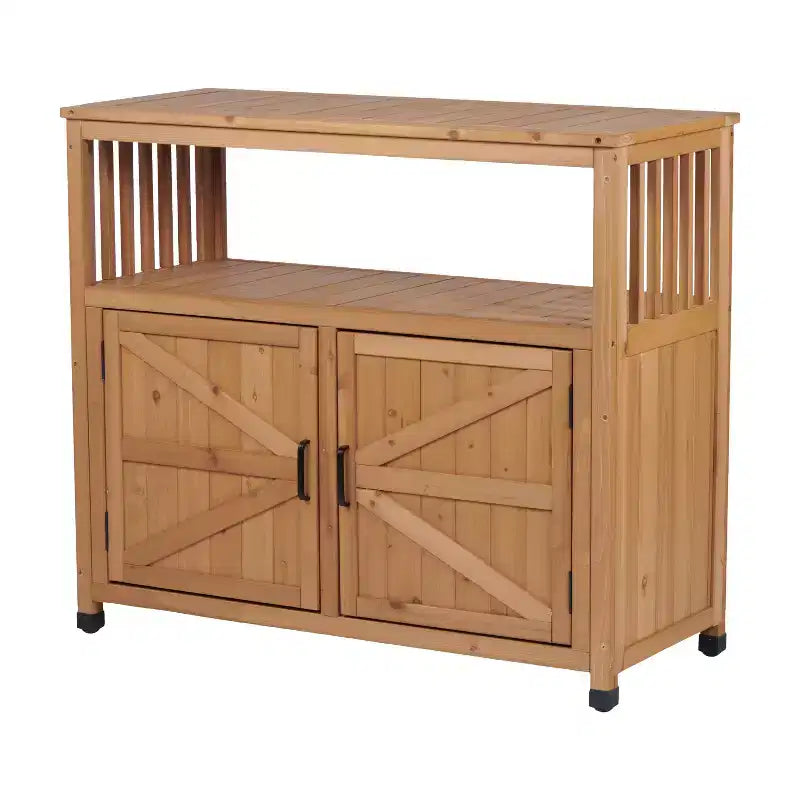 Wood Storage Cabinet with 2 Doors and 2 Shelves
