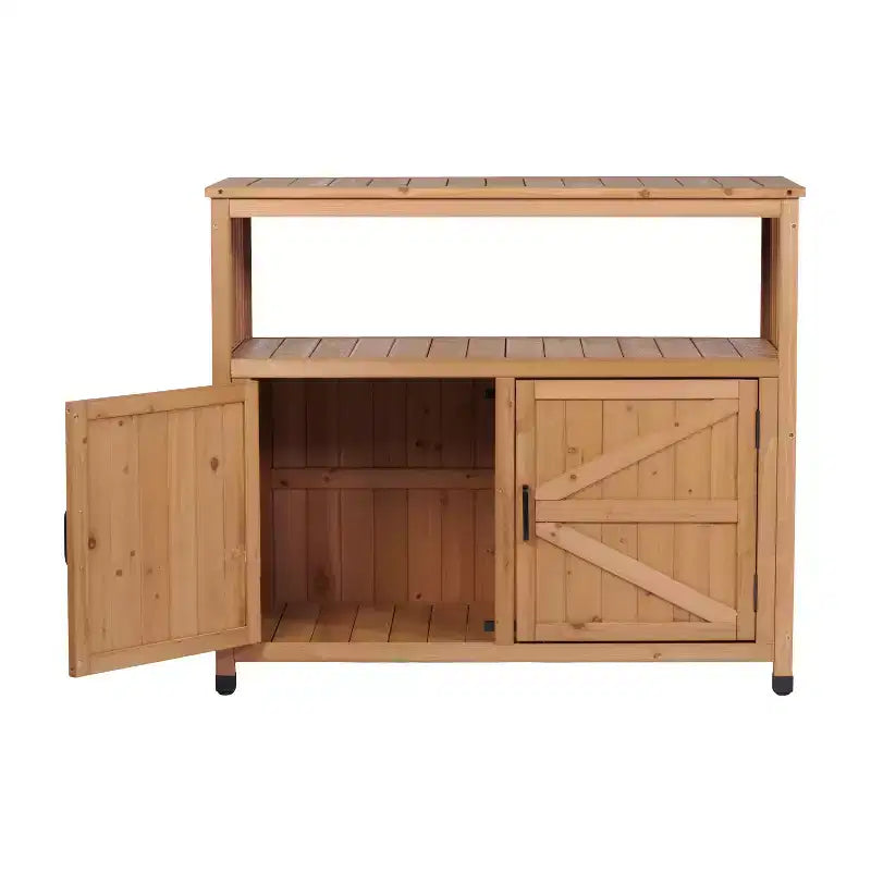 Wood Storage Cabinet with 2 Doors and 2 Shelves