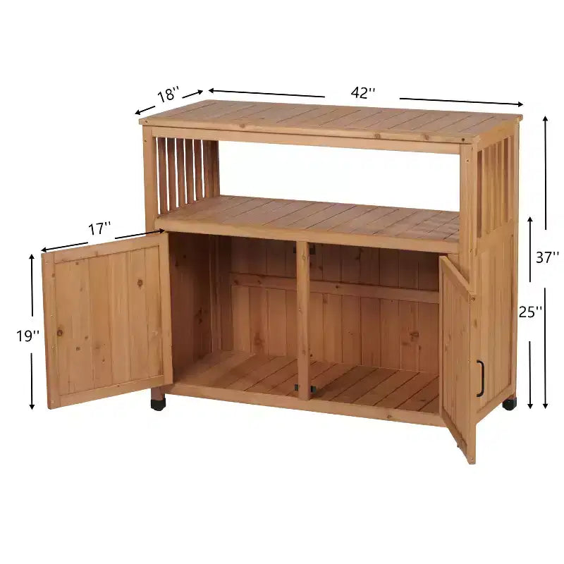 Wood Storage Cabinet with 2 Doors and 2 Shelves