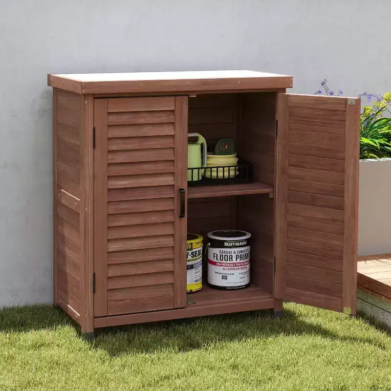 Wood Storage Cabinet with 2 Doors and 2 Shelves