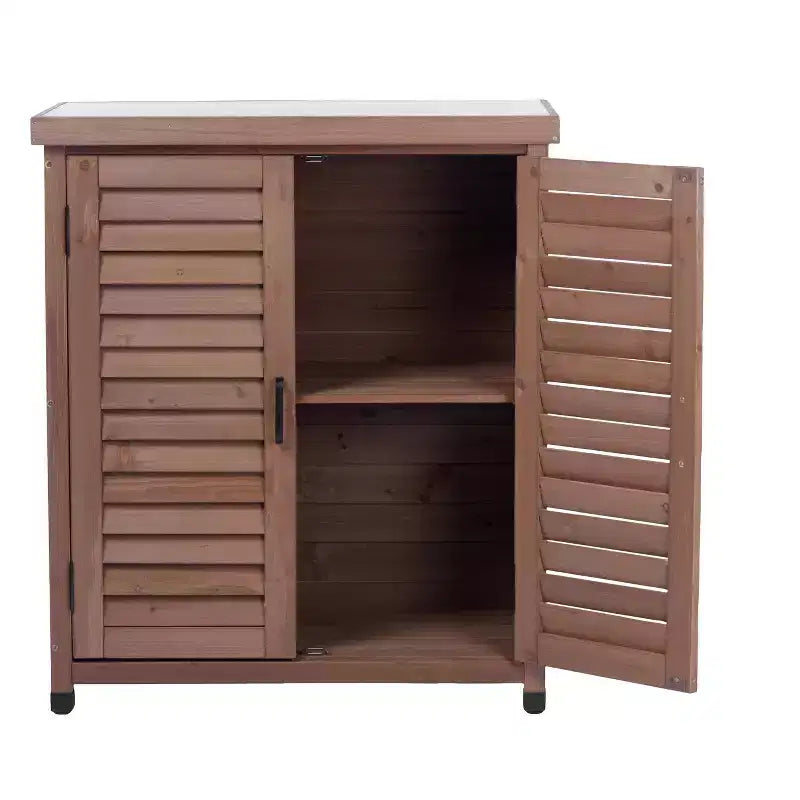 Wood Storage Cabinet with 2 Doors and 2 Shelves