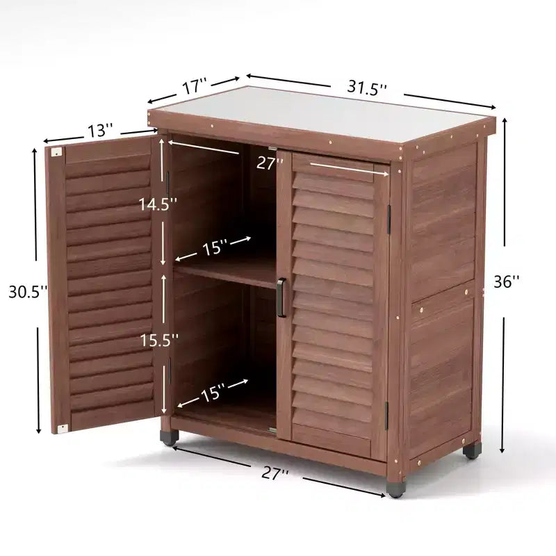 Wood Storage Cabinet with 2 Doors and 2 Shelves