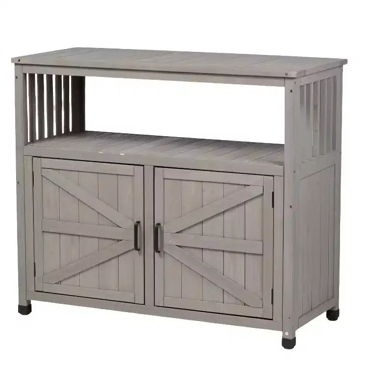 Wood Storage Cabinet with 2 Doors and 2 Shelves