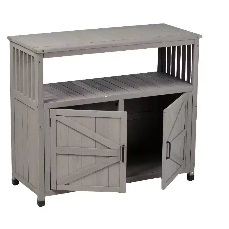 Wood Storage Cabinet with 2 Doors and 2 Shelves