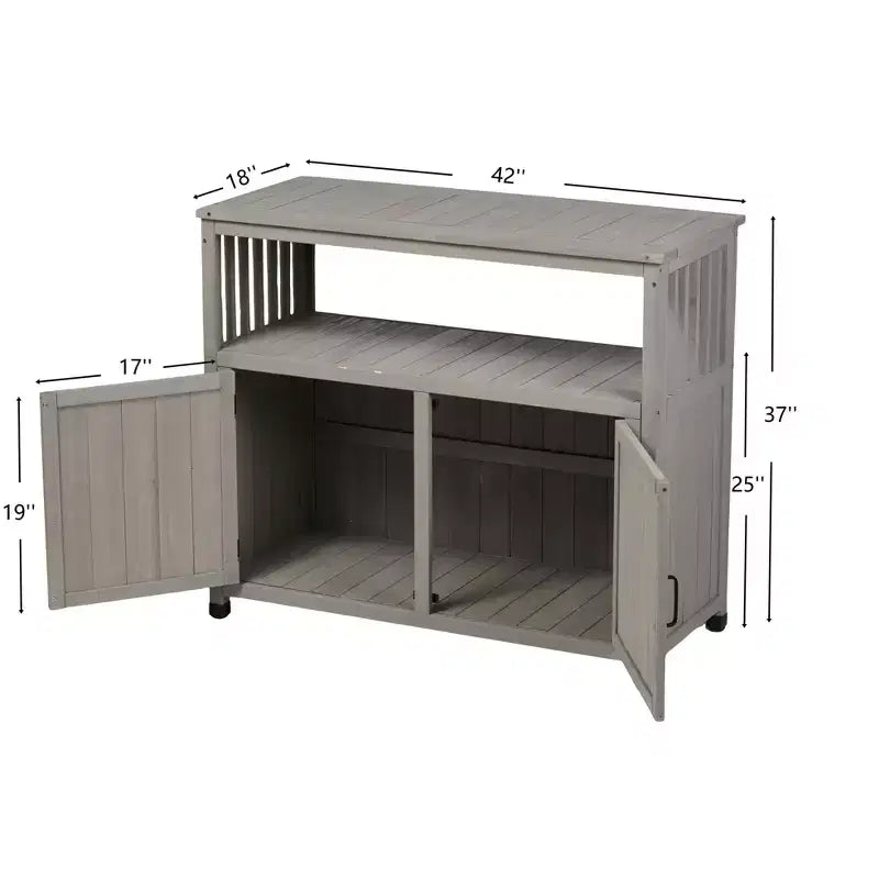 Wood Storage Cabinet with 2 Doors and 2 Shelves