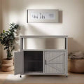 Wood Storage Cabinet with 2 Doors and 2 Shelves
