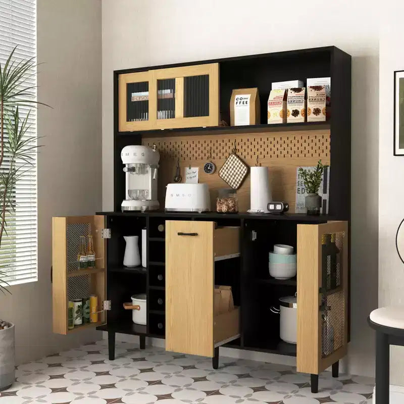 Wooden Sideboard Cabinet with 4 Doors and 2 Drawers