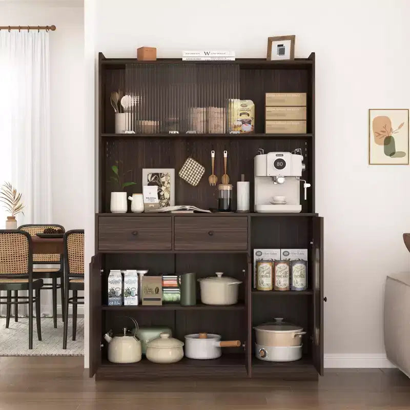 Wooden Sideboard Cabinet with 4 Doors and 2 Drawers