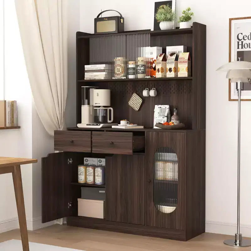 Wooden Sideboard Cabinet with 4 Doors and 2 Drawers