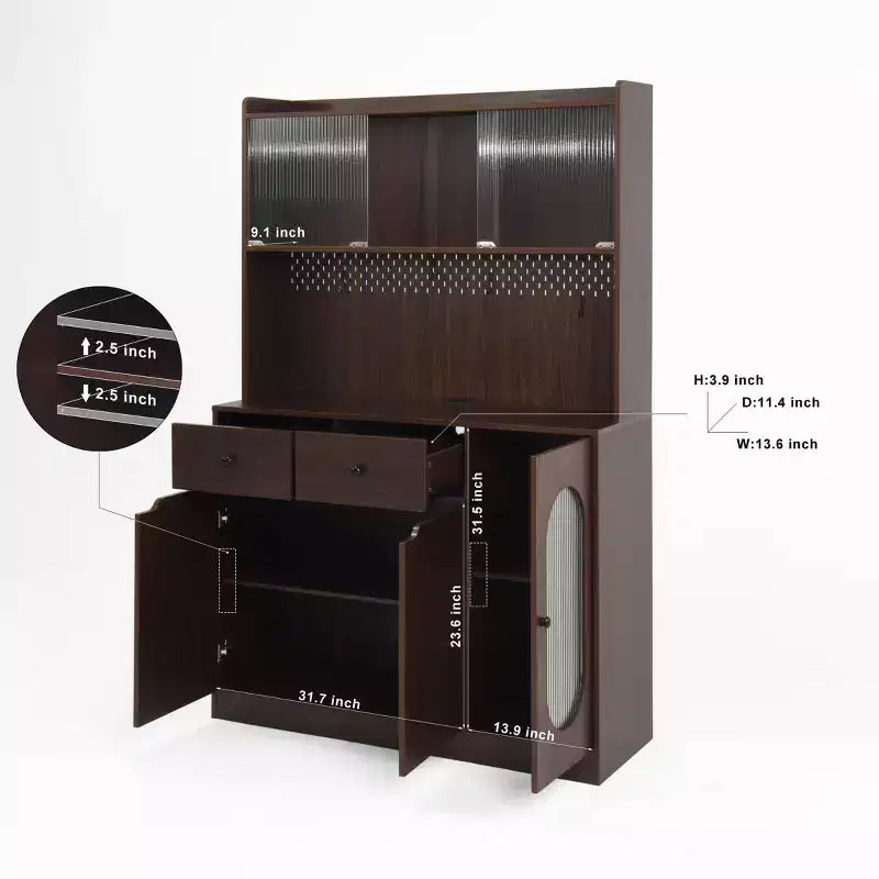 Wooden Sideboard Cabinet with 4 Doors and 2 Drawers