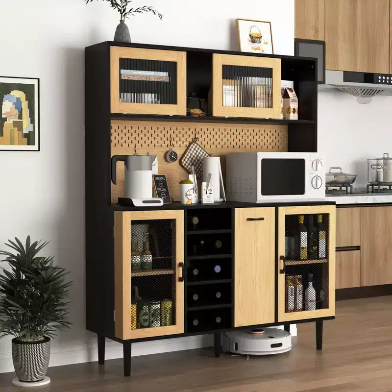 Wooden Sideboard Cabinet with 4 Doors and 2 Drawers