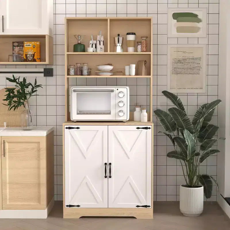 Wooden Sideboard Cabinet with 4 Doors and 2 Drawers