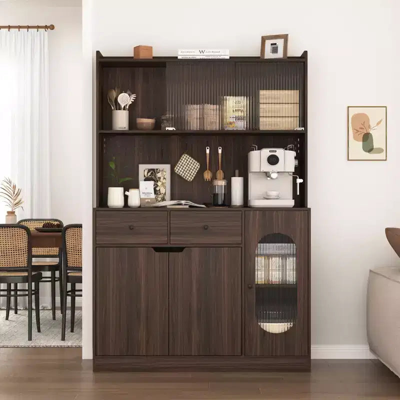 Wooden Sideboard Cabinet with 4 Doors and 2 Drawers