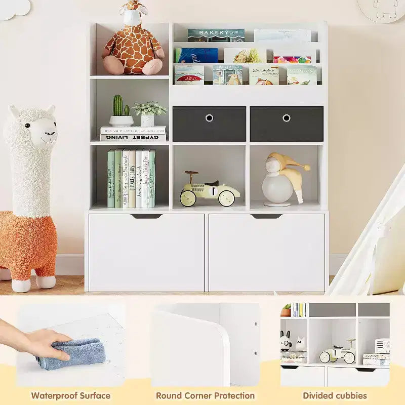 Wood Kids Bookshelf with 4 Drawers 47.8''