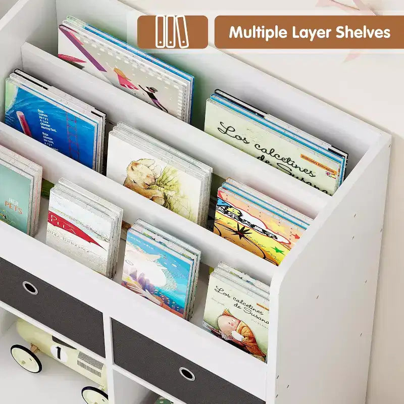Wood Kids Bookshelf with 4 Drawers 47.8''