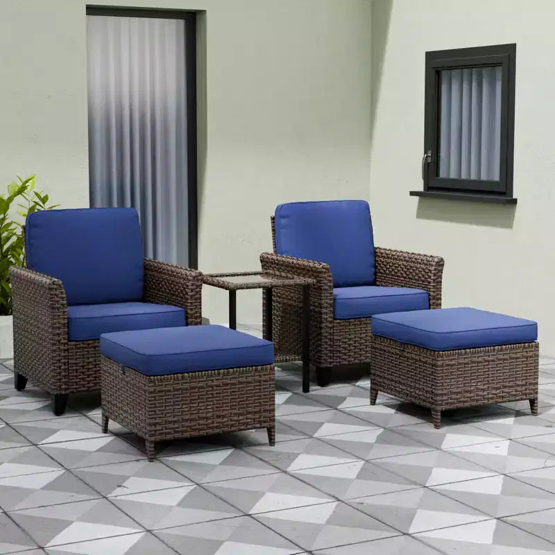 EAGLE PEAK Ocean Vista Salon de jardin 5 pièces en osier brun varié, chaises de salle à manger