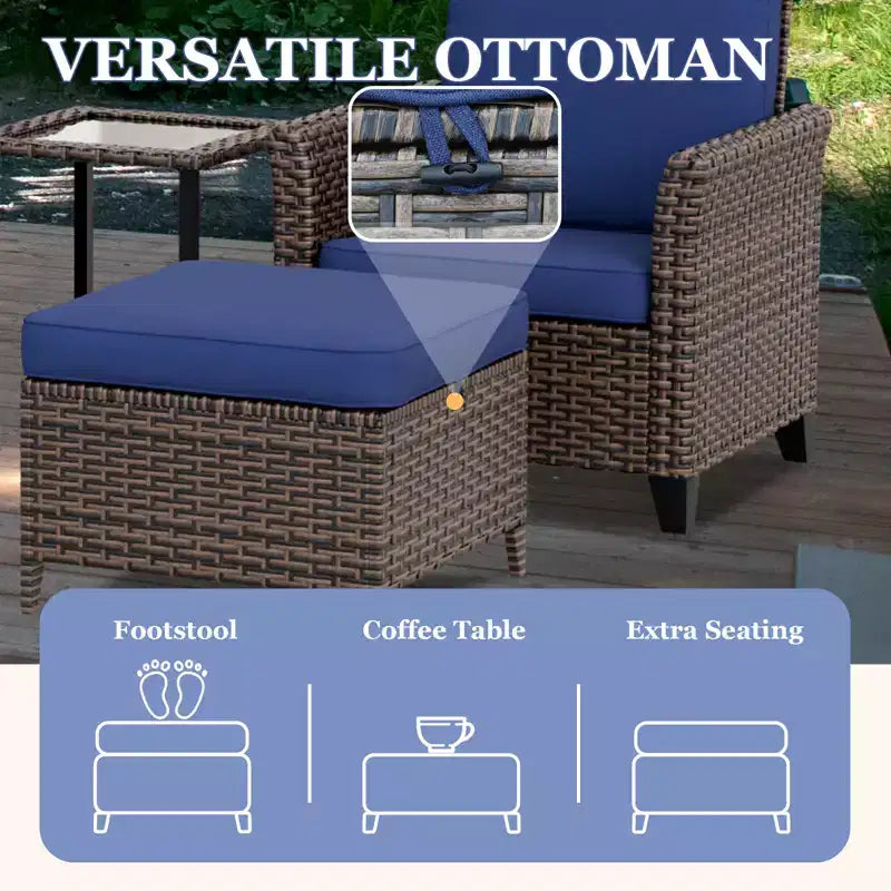 EAGLE PEAK Ocean Vista Salon de jardin 5 pièces en osier brun varié, chaises de salle à manger