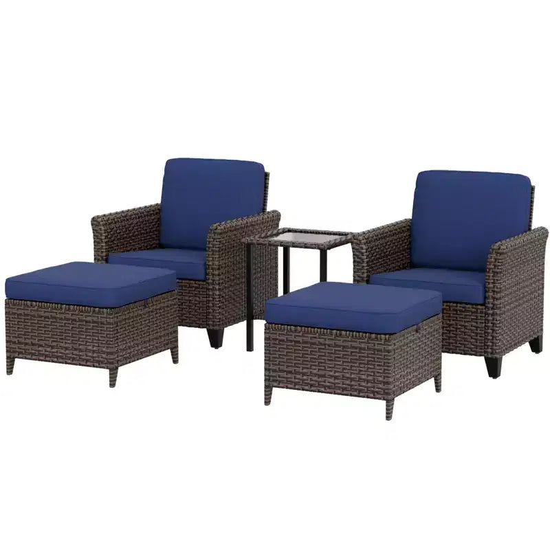 EAGLE PEAK Ocean Vista Salon de jardin 5 pièces en osier brun varié, chaises de salle à manger