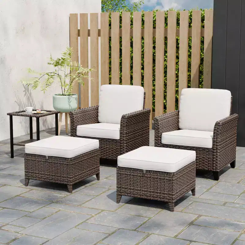 EAGLE PEAK Ocean Vista Salon de jardin 5 pièces en osier brun varié, chaises de salle à manger
