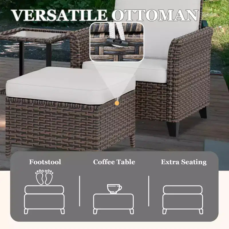 EAGLE PEAK Ocean Vista Salon de jardin 5 pièces en osier brun varié, chaises de salle à manger