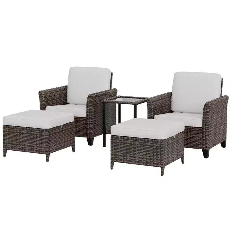 EAGLE PEAK Ocean Vista Salon de jardin 5 pièces en osier brun varié, chaises de salle à manger