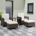 EAGLE PEAK Ocean Vista Patio Outdoor 5 piece Variated Brown Wicker Conversation Dining Chairs Set