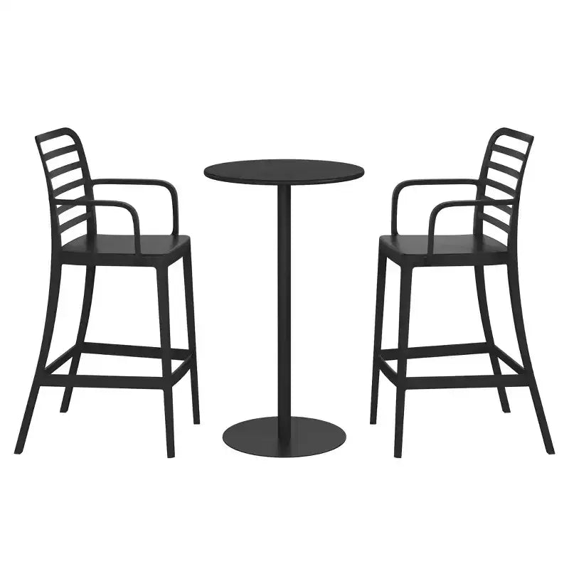 WestinTrends Playa 3-Piece Outdoor Adjustable Round Bar Height Patio Table Dining Set