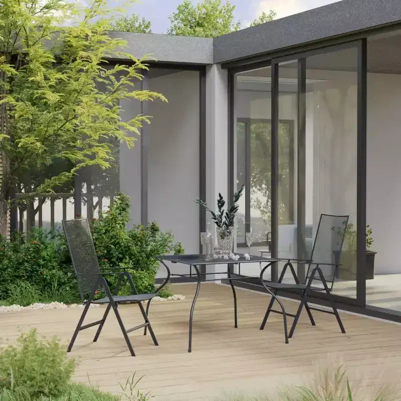 vidaXL Ensemble de salle à manger d'extérieur 3 pcs Acier Anthracite