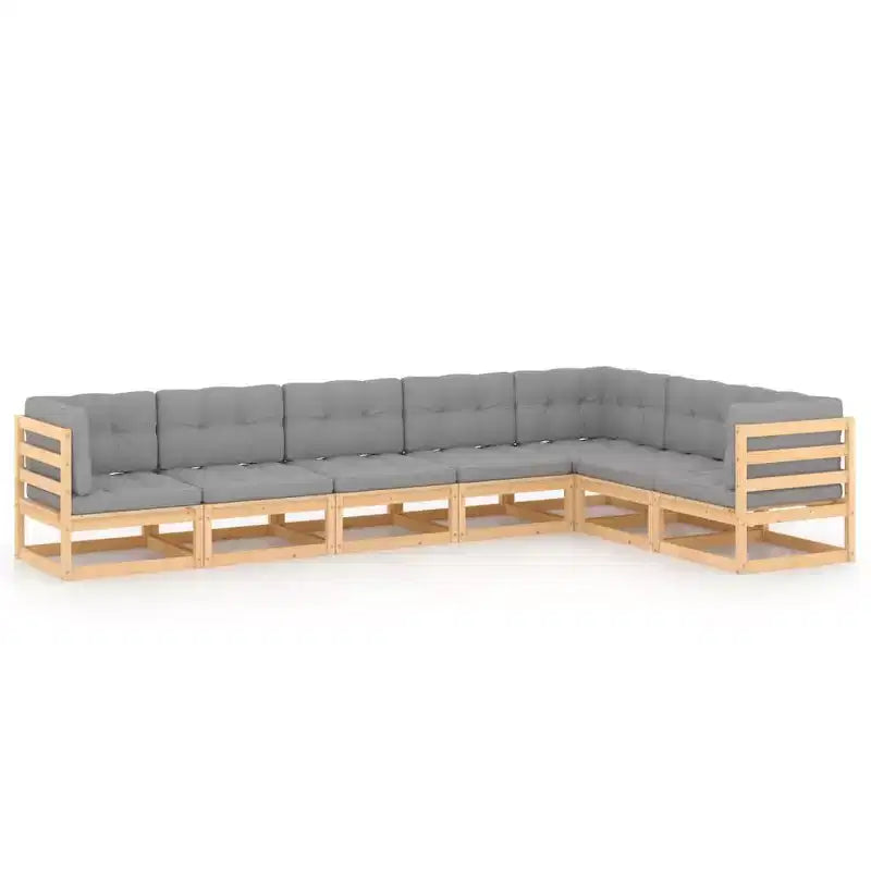 vidaXL Garden Lounge Set Natural Wood Solid Pinewood Medium Modular