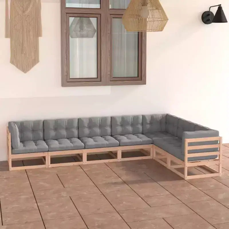 vidaXL Salon de jardin modulaire en pin massif bois naturel moyen