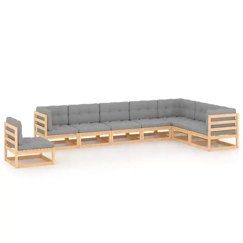 vidaXL Wooden Lounge Set Natural Pine Sturdy Pinewood Large Modular