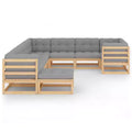 vidaXL Garden Lounge Set Natural wood with grey cushions