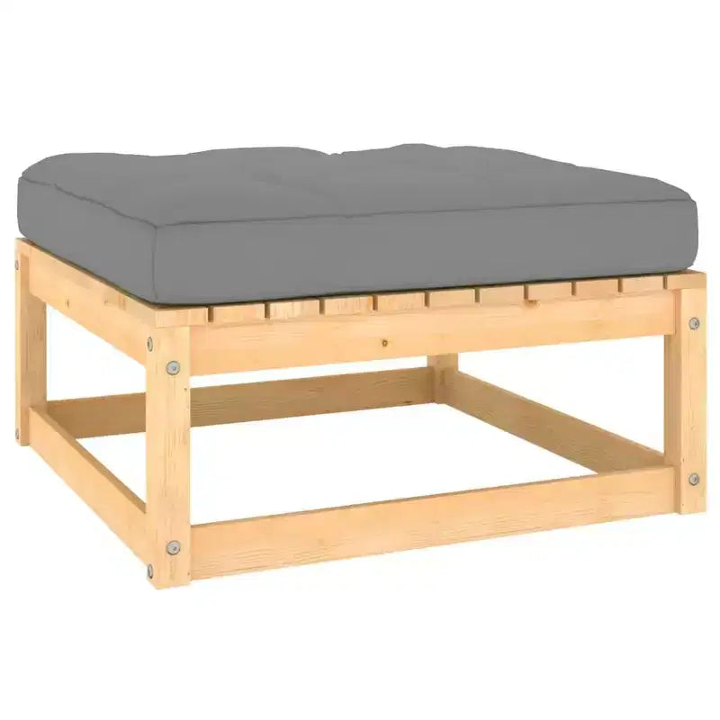 vidaXL Salon de jardin en bois naturel avec coussins gris
