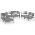 vidaXL Retro Style Solid Pinewood 6 Piece Patio Lounge Set in Gray - Comfortable Outdoor Furniture for Versatile Configuration & Easy Assembly