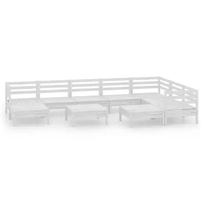 vidaXL Patio Lounge Set - 10 Piece Solid Pinewood Furniture, Rustic White Pallet Design, All-Weather Resistant, Ideal for Indoor/Outdoor Use