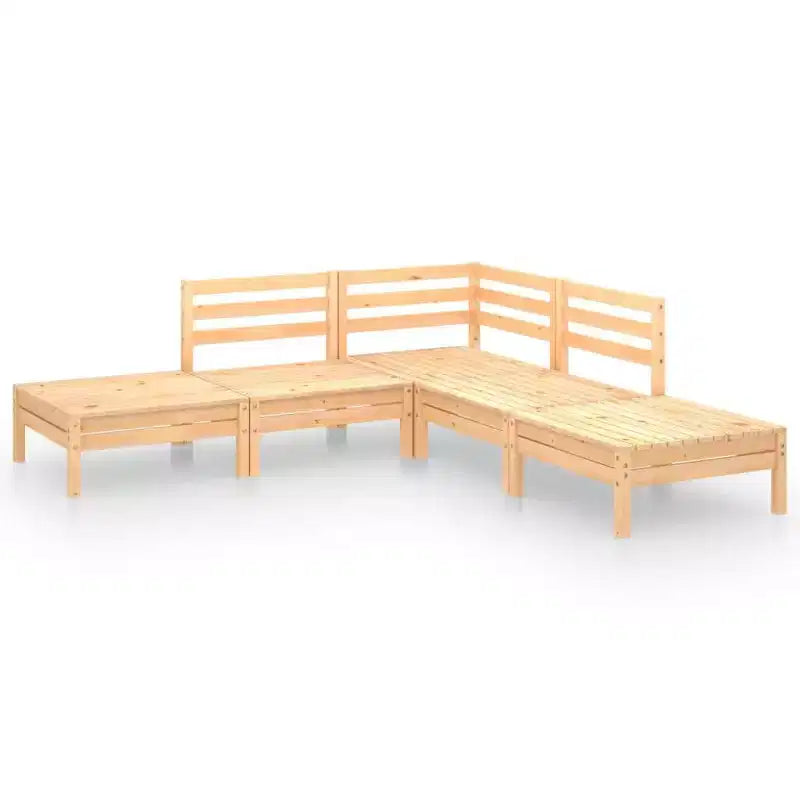 vidaXL Garden Lounge Set Natural wood Solid pinewood 5 Piece Modular - Brown