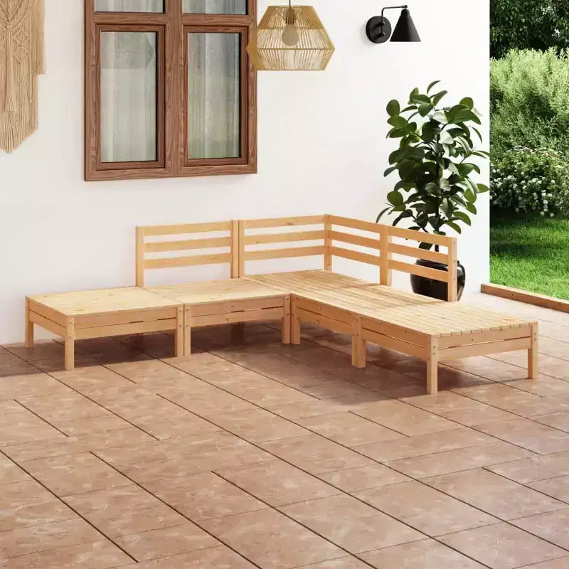 vidaXL Salon de jardin Bois de pin massif 5 pièces modulable - Marron