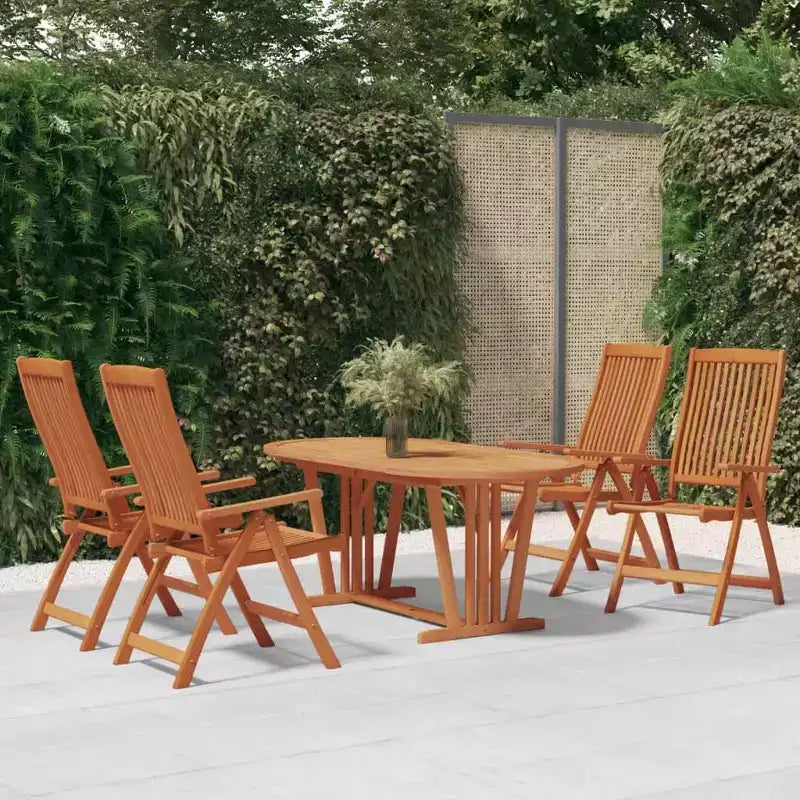 vidaXL Ensemble de salle à manger de jardin Bois d'eucalyptus massif brun-rougeâtre Taille M
