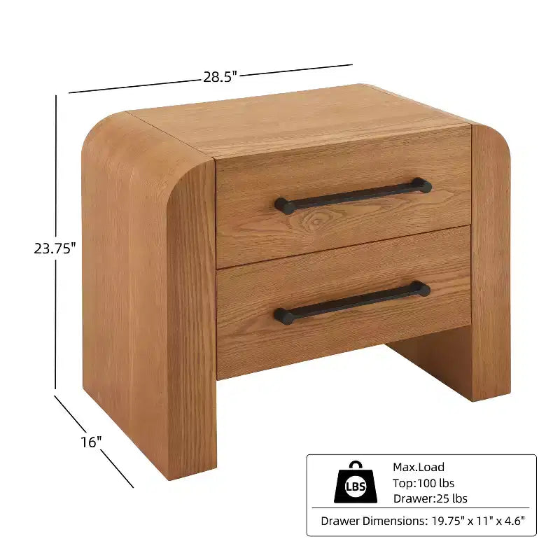 MDF Modern Nightstand with 2 Drawers 28.5''