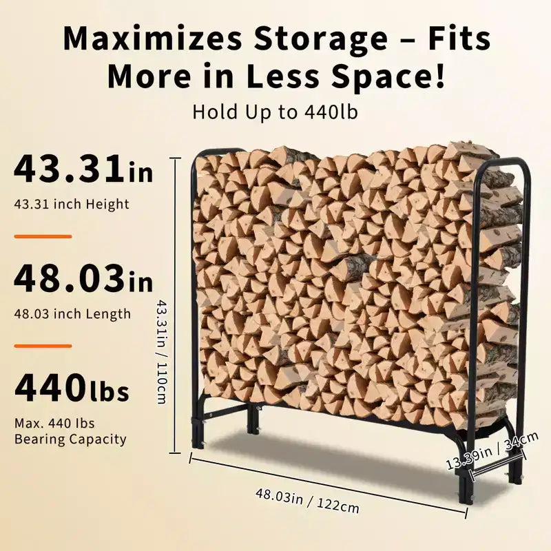Steel Mesh Firewood Rack with Weatherproof Cover 8 ft